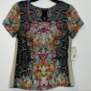 NWT Metaphor Petite Floral Ivory Lace Woven Shirt